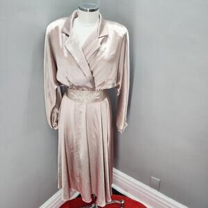 80s Vintage Samantha Black, Champagne Dolman Dress -  S - L
